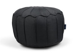 Littens Slate Grey Linen Look Round Moroccan Footstool Bean Bag Pouffe Ottoman Seat 50Cm X 30Cm - thumbnail 3