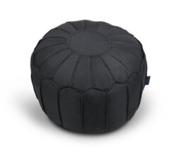 Littens Slate Grey Linen Look Round Moroccan Footstool Bean Bag Pouffe Ottoman Seat 50Cm X 30Cm - thumbnail 2
