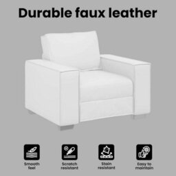 Vidaxl Sofa Chair White 99 X 78 X 84 Cm Artificial Leather - thumbnail 7