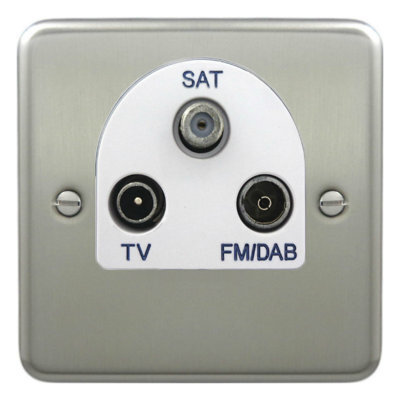 Deta 1943Scw Triplexer Tv Fm/dab & Satellite Socket Satin Chrome White Insert