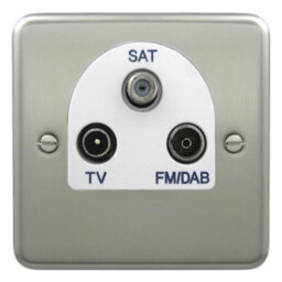 Deta 1943Scw Triplexer Tv Fm/dab & Satellite Socket Satin Chrome White Insert