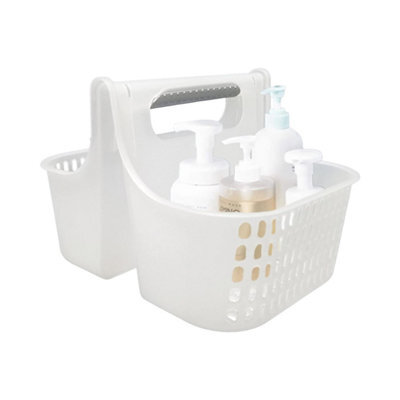 White Blue Canyon Double Compartment Hanging Shower Caddy No Drill Rust Resistant Plastic Bathroom Storage Shelf - image 1