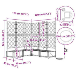 Berkfield Modern Garden Planters Light Grey 120 X 120 X 126 Cm Steel - thumbnail 9