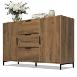 Abrihome Sideboard Cabinet For Living Room, Chest Of Drawers With 2 Doors And 3 Drawers, Adjustable Shelf, Dark Oak, 40D X 120W X 76H Cm - thumbnail 8