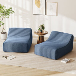 Gainoom Inflatable Blue Lounge Chair Ergonomic Blow Up Lazy Sofa Portable L-Shaped Air Couch With Anti-Slip Base - thumbnail 8