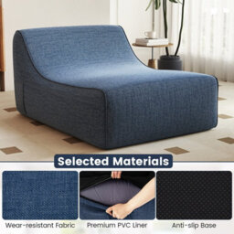 Gainoom Inflatable Blue Lounge Chair Ergonomic Blow Up Lazy Sofa Portable L-Shaped Air Couch With Anti-Slip Base - thumbnail 3