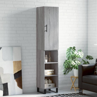 Berkfield Highboard Grey Sonoma 34.5X34X180 Cm Engineered Wood - image 1