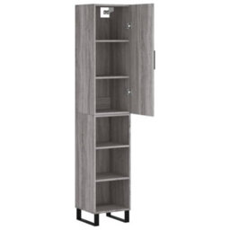 Berkfield Highboard Grey Sonoma 34.5X34X180 Cm Engineered Wood - thumbnail 4