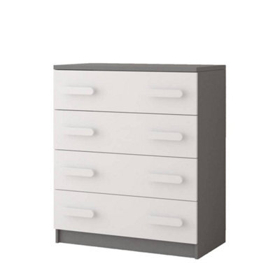 Arte Modern White And Grey Chest Of Drawers H930mm W800mm D400mm - White Handles For Contemporary Kids' Rooms - image 1
