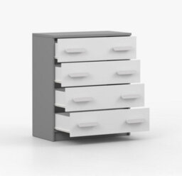 Arte Modern White And Grey Chest Of Drawers H930mm W800mm D400mm - White Handles For Contemporary Kids' Rooms - thumbnail 3