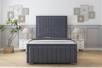 "Sloomy Richmond Steel Plush Bed Frame With 50"" Upholstered Headboard 4' Small Double" - image 1