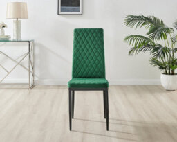 Furniturebox Uk Giovani 4 Grey Dining Table & 4 Green Velvet Milan Black Leg Chairs - thumbnail 6