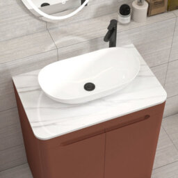 Royal Bathrooms Venice 700mm Terracotta Clay Freestanding Bathroom Countertop Vanity Unit 2 Door With Cesar Basin - thumbnail 6