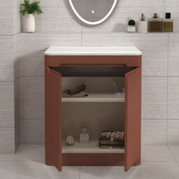 Royal Bathrooms Venice 700mm Terracotta Clay Freestanding Bathroom Countertop Vanity Unit 2 Door With Cesar Basin - thumbnail 5