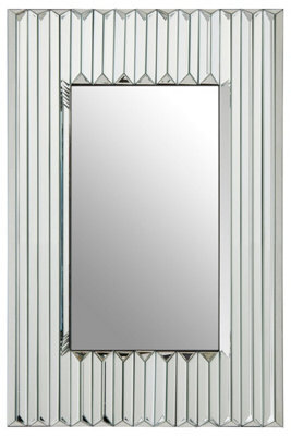 Orsina Modern Ridged Wall Mirror, Bevelled Triangular Mirrored Shards, Landscape Or Portrait Display Accent Mirror - image 1