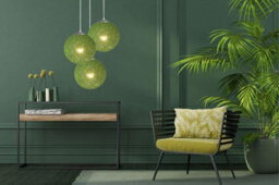 Ledsone Modern 3 Way Decorative Vine Ball Rattan Shade Chandelier Three Head Ceiling Pendant Light Home Decor Green - thumbnail 2