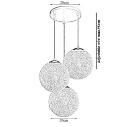 Ledsone Modern 3 Way Decorative Vine Ball Rattan Shade Chandelier Three Head Ceiling Pendant Light Home Decor Green - thumbnail 3