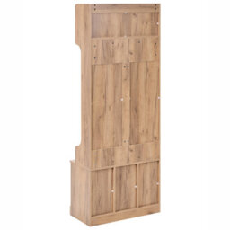 Wyld And Coco Light Brown Chipboard Shoe Storage With Coat Rack, Six Compartments And Four Hooks - Wall-Mounted Hallway Unit - thumbnail 5