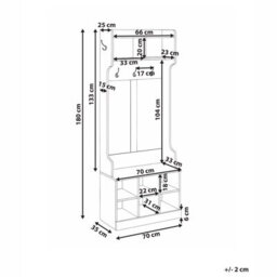 Wyld And Coco Light Brown Chipboard Shoe Storage With Coat Rack, Six Compartments And Four Hooks - Wall-Mounted Hallway Unit - thumbnail 4