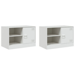 Berkfield Tv Cabinets 2 Pcs White 67X39X44 Cm Steel - thumbnail 2
