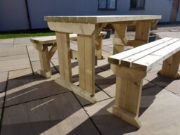 Arbor Garden Solutions Picnic Bench And Table Set, Aspen Wooden Patio Furniture (3Ft, Natural Finish) - thumbnail 7