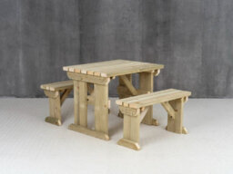 Arbor Garden Solutions Picnic Bench And Table Set, Aspen Wooden Patio Furniture (3Ft, Natural Finish) - thumbnail 3