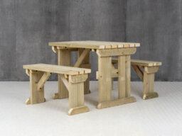 Arbor Garden Solutions Picnic Bench And Table Set, Aspen Wooden Patio Furniture (3Ft, Natural Finish) - thumbnail 2