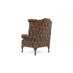 Chesterfield High Back Wing Chair Sand Leopard Animal Print Real Fabric In Queen Anne Style - thumbnail 7