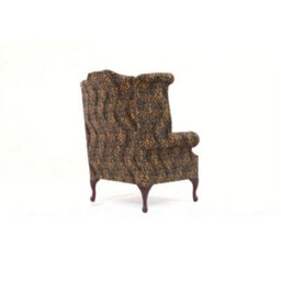 Chesterfield High Back Wing Chair Sand Leopard Animal Print Real Fabric In Queen Anne Style - thumbnail 8