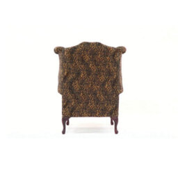 Chesterfield High Back Wing Chair Sand Leopard Animal Print Real Fabric In Queen Anne Style - thumbnail 9