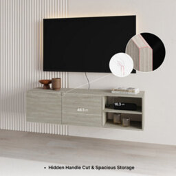 Decortie Conrad Modern Tv Unit Media Unit Entertainment Centre 140Cm With 2 Door Storage Cabinet For 50 Inch Tvs White - thumbnail 8