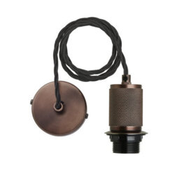 Industville Knurled Empire Pendant - Light Natural Cotton, Natural Cotton, Bronze Pendant Holder - thumbnail 3