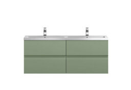 Hudson Reed Urban Satin Green Wall Hung 4 Drawer Vanity Unit And Double Polymarble Basin With Silent Close, 540 X 1205 X 383 - thumbnail 4