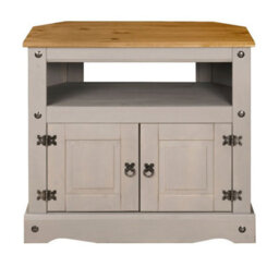 Mews Corona Grey Tv Stand Pine 2 Door Television Cabinet Corner Solid Wood - thumbnail 2