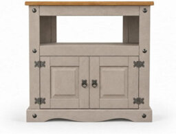 Mews Corona Tv Stand Corner Grey Pine 2 Door Television Cabinet Solid Wood - thumbnail 8