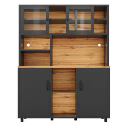 Matteo Tall Retro Black Sideboard Cabinet With App-Controlled Led Lighting & Sliding Glass Doors - thumbnail 8