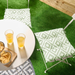 OHS Seat Pads 4 Garden Chairs Cover Ties Sage Geo Outdoor Cushions - thumbnail 2