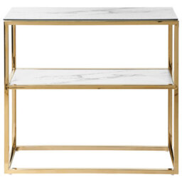Beliani Console Table, White With Gold-Toned Stainless Steel Frame And Tempered Glass Top, 80 X 30 X 78 Cm - thumbnail 1