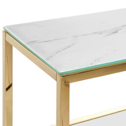 Beliani Console Table, White With Gold-Toned Stainless Steel Frame And Tempered Glass Top, 80 X 30 X 78 Cm - thumbnail 5