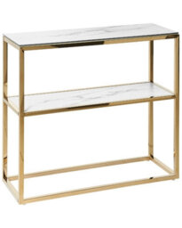 Beliani Console Table, White With Gold-Toned Stainless Steel Frame And Tempered Glass Top, 80 X 30 X 78 Cm - thumbnail 3
