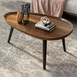 Solid Wood Nesting Coffee Table Set Of 2 Oval Round Sofa Tea Tables Living Room - thumbnail 5