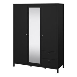 Furniture To Go Madrid  Wardrobe With 2 Doors + 1 Mirror Door + 2 Drawers Matt Black - thumbnail 3