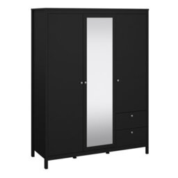 Furniture To Go Madrid  Wardrobe With 2 Doors + 1 Mirror Door + 2 Drawers Matt Black - thumbnail 1