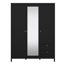 Furniture To Go Madrid  Wardrobe With 2 Doors + 1 Mirror Door + 2 Drawers Matt Black - thumbnail 2