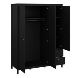 Furniture To Go Madrid  Wardrobe With 2 Doors + 1 Mirror Door + 2 Drawers Matt Black - thumbnail 5