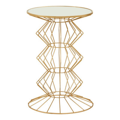Orsina Compact Gold Finish Frame Table, Practical Side Table For Livingroom, Mirrored Top Small Lounge Table - image 1