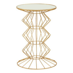 Orsina Compact Gold Finish Frame Table, Practical Side Table For Livingroom, Mirrored Top Small Lounge Table