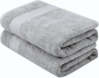 Aten Homeware Grey Luxury Egyptian Cotton Bath Towels - 70X140Cm - 2 Pack - image 1