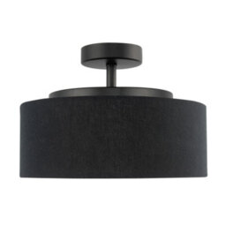 Happy Homewares Contemporary Black Linen Fabric Semi Flush Ceiling Light Fixture - thumbnail 3