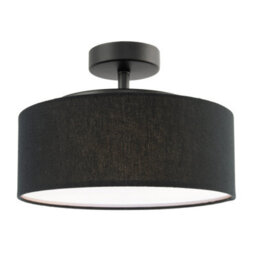 Happy Homewares Contemporary Black Linen Fabric Semi Flush Ceiling Light Fixture - thumbnail 2